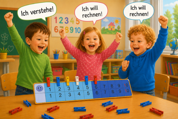 Kinder mit dem Zauberzahlenstreifen